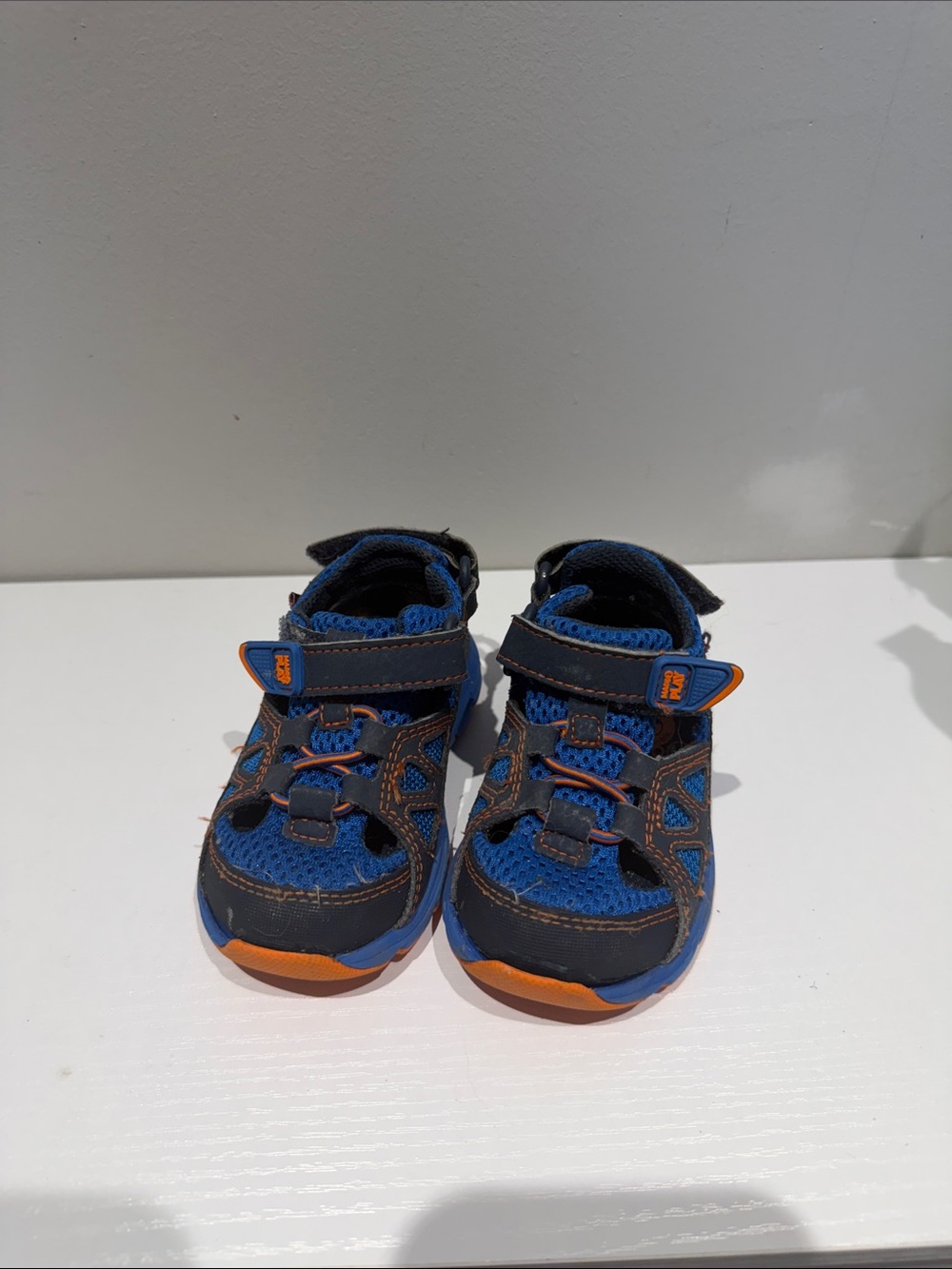 Kids Blue and Orange Athletic Sandals Striderite 4.5